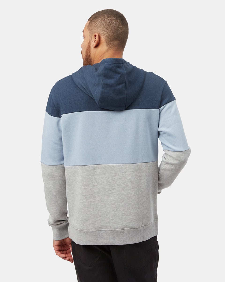 Blue,Gray Men's Stripe Pullover Hoodie