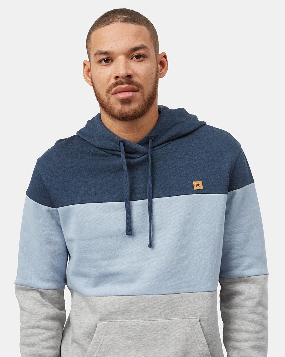 Blue,Gray Men's Stripe Pullover Hoodie