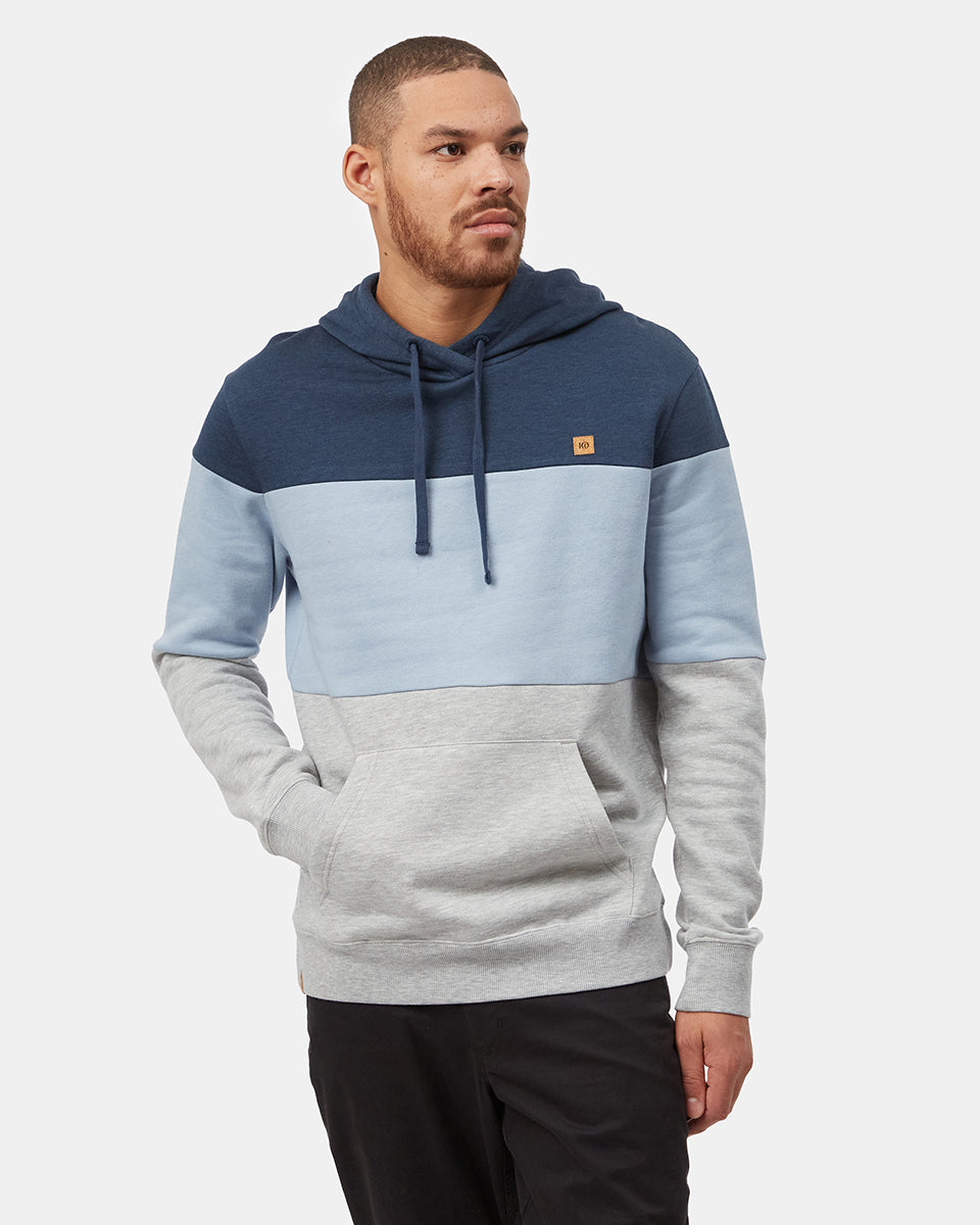 Blue,Gray Men's Stripe Pullover Hoodie