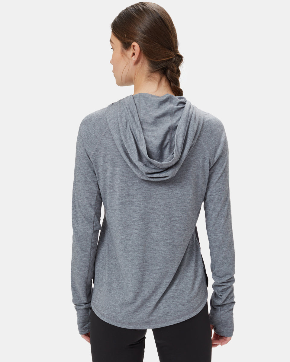 Blue,Gray Recycled Polyester Lightweight Hoodie 