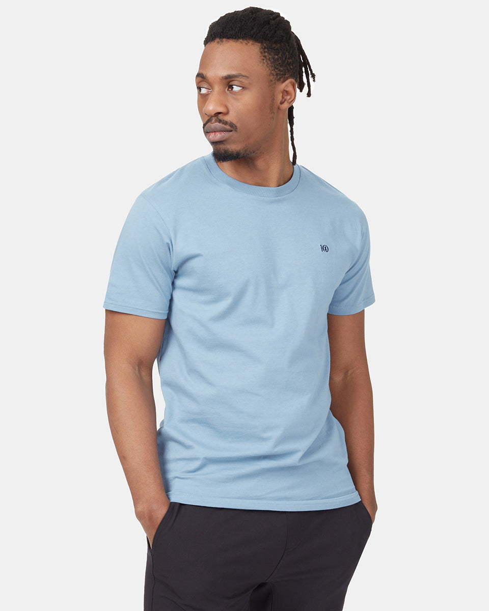 Blue Men's Embroidery Short Sleeve T-Shirt