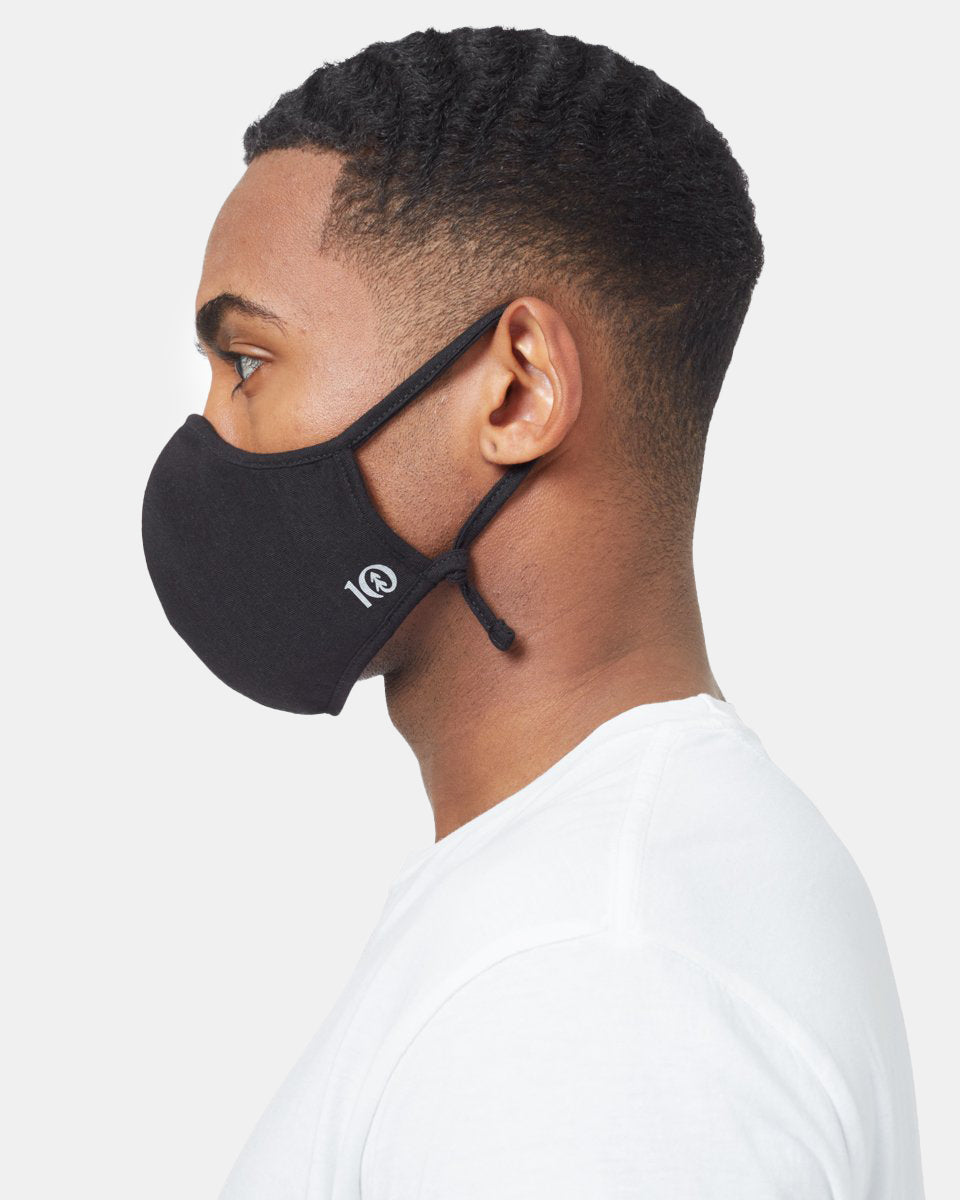 Black 3 Pack Biodegradable Triple Layer Masks