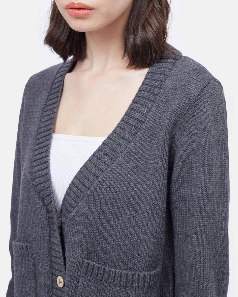 Blue Women's Knit Button Cardigan Sweater