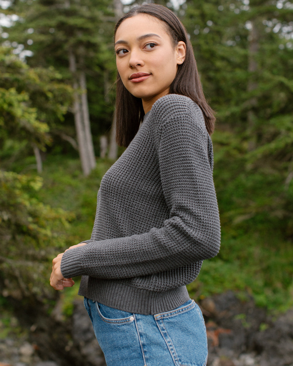 Blue Women's Organic Cotton Knit Sweater