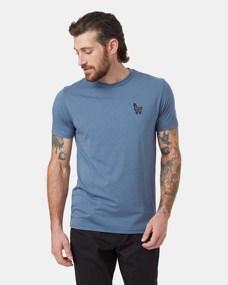 Blue Crew Neck Graphic Tee