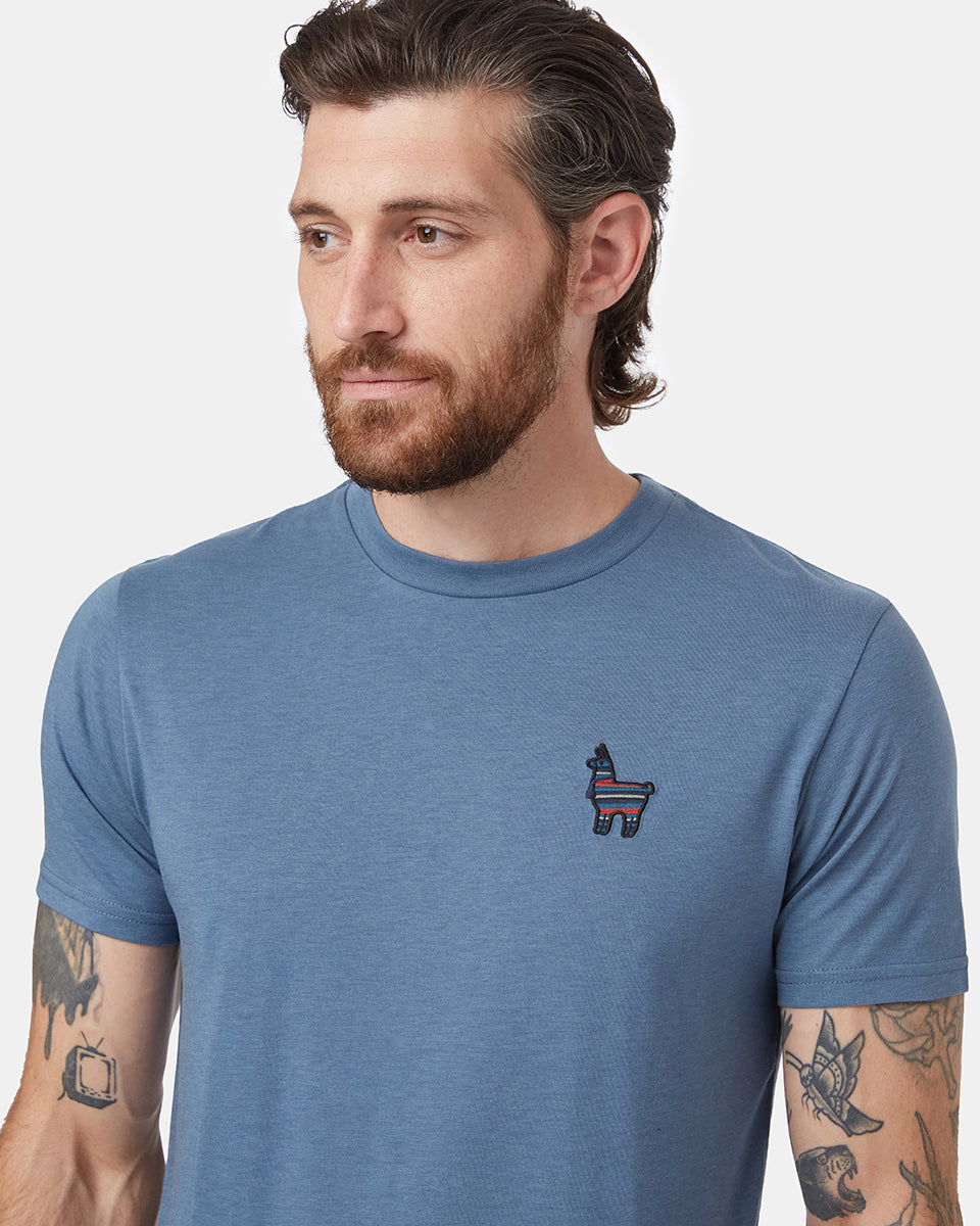 Blue Crew Neck Graphic Tee