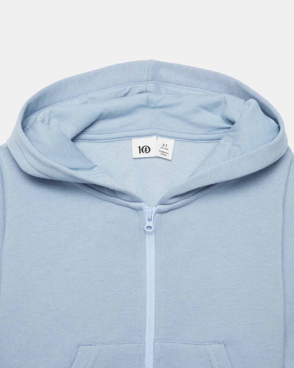 Blue Kids Fleece Zip Up Hoodie