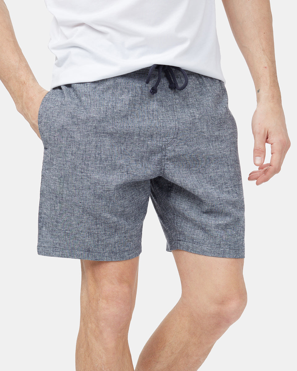 Blue Men's Casual Hemp Shorts