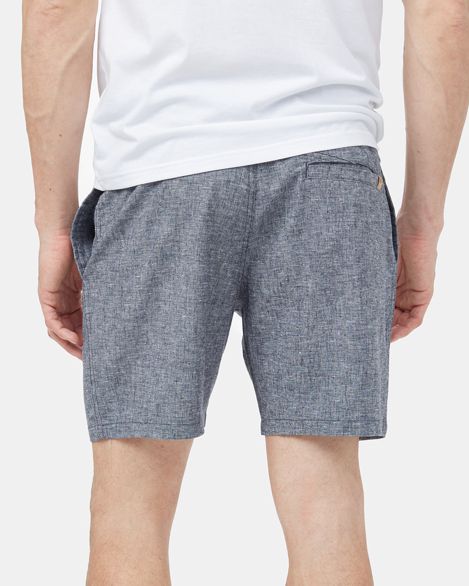 Blue Men's Casual Hemp Shorts