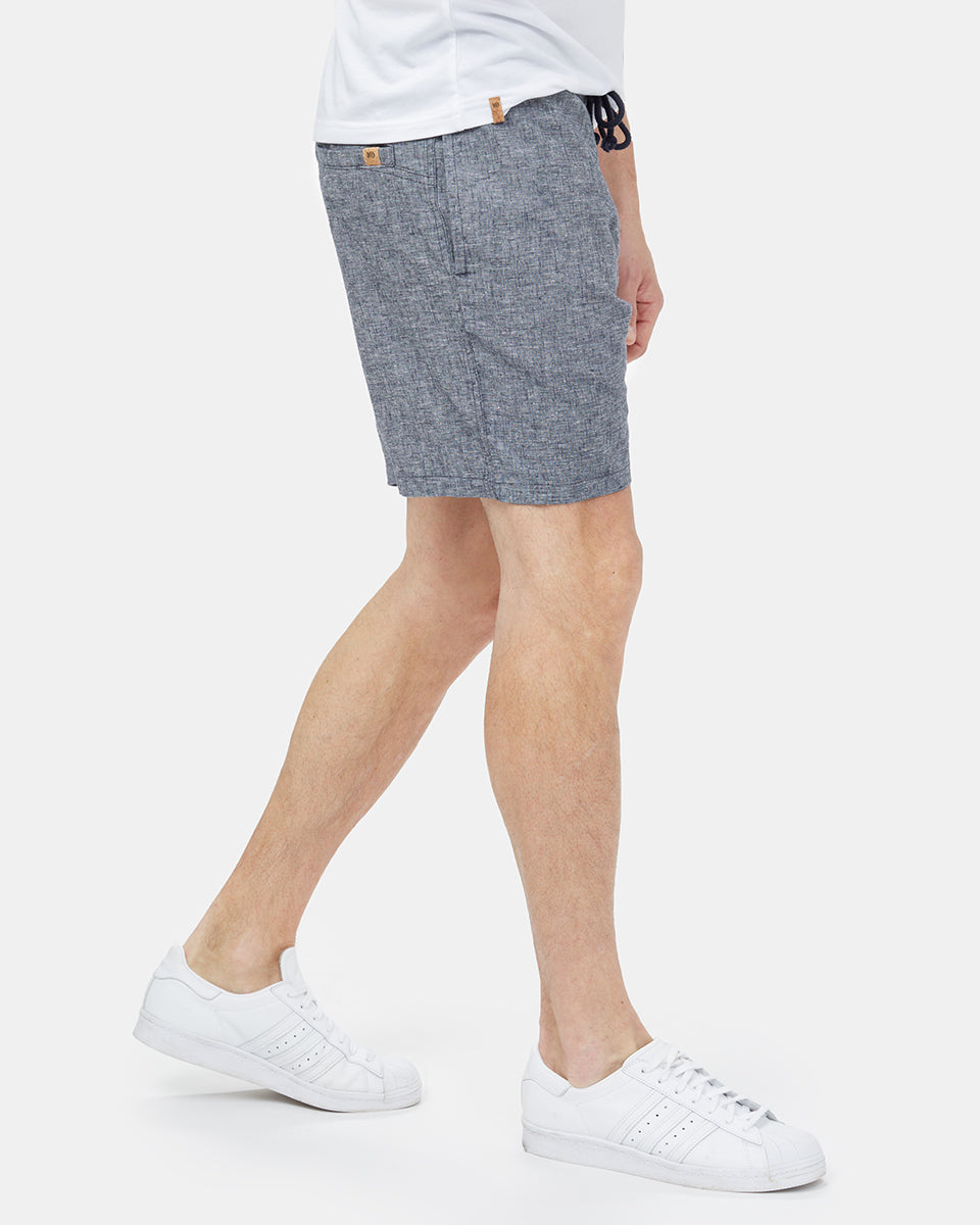 Blue Men's Casual Hemp Shorts