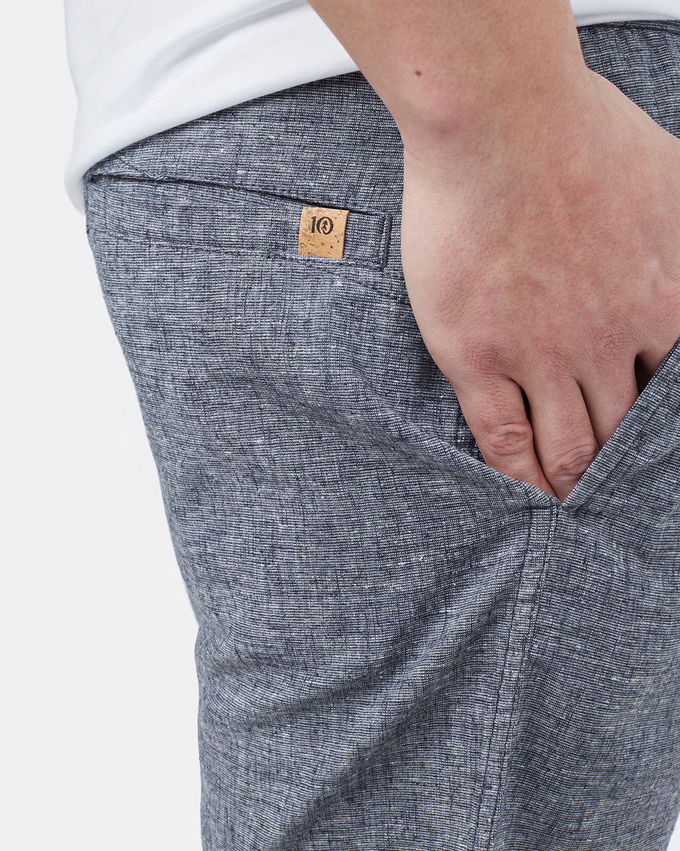 Blue Men's Casual Hemp Shorts
