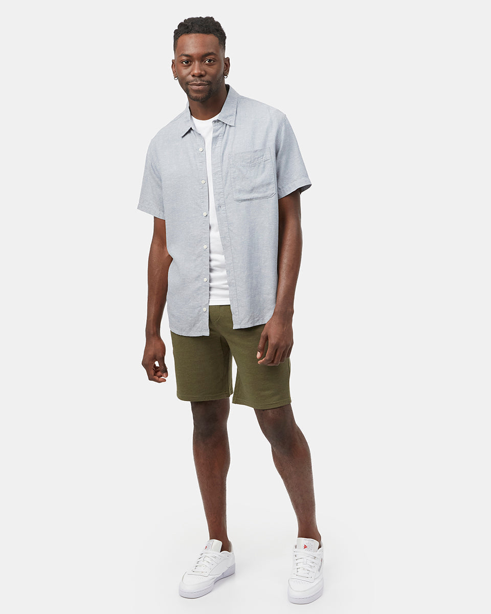 Blue Men's Hemp Button Up Short Sleeve Shirt