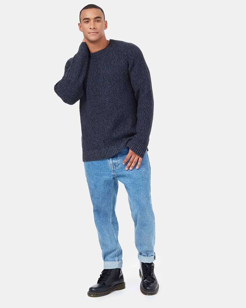 Blue Men's Knit Crew Neck Jumper