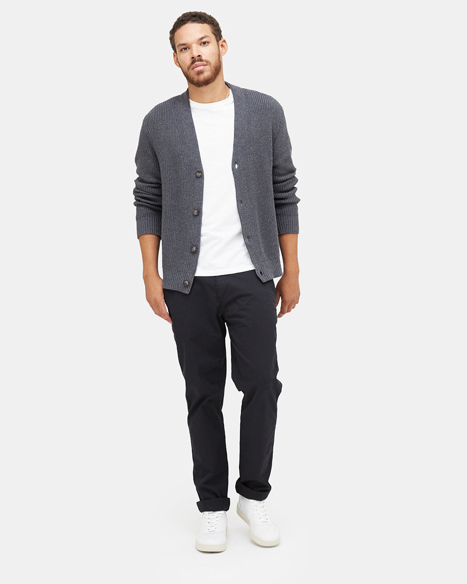 Blue Men's Organic Cotton Knit Cardigan