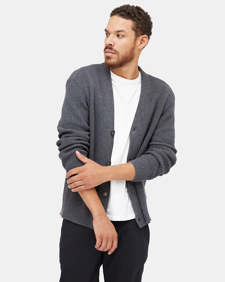 Blue Men's Organic Cotton Knit Cardigan