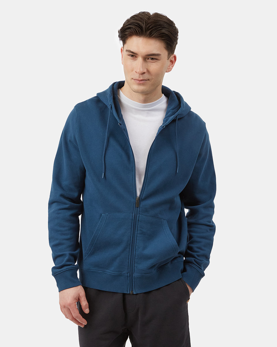 Blue Men's Organic Cotton Zip Up Hoodie
