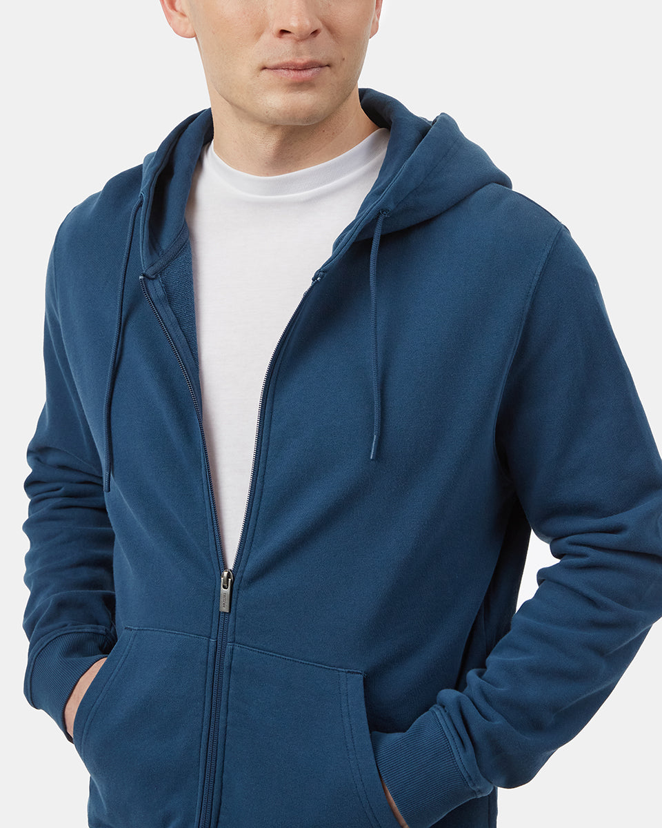 Blue Men's Organic Cotton Zip Up Hoodie