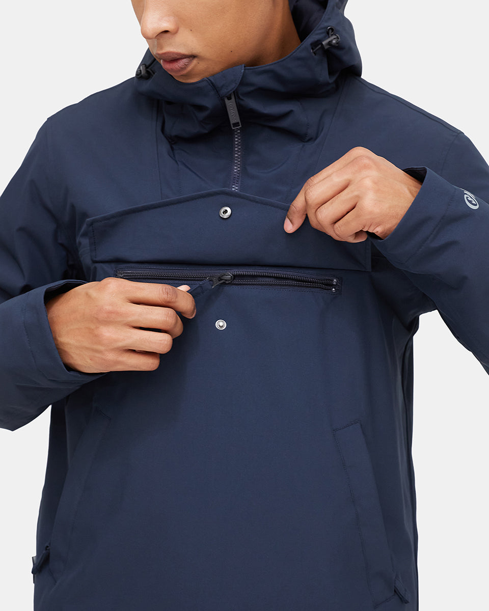 Blue Men's Pullover Anorak Rain Jacket