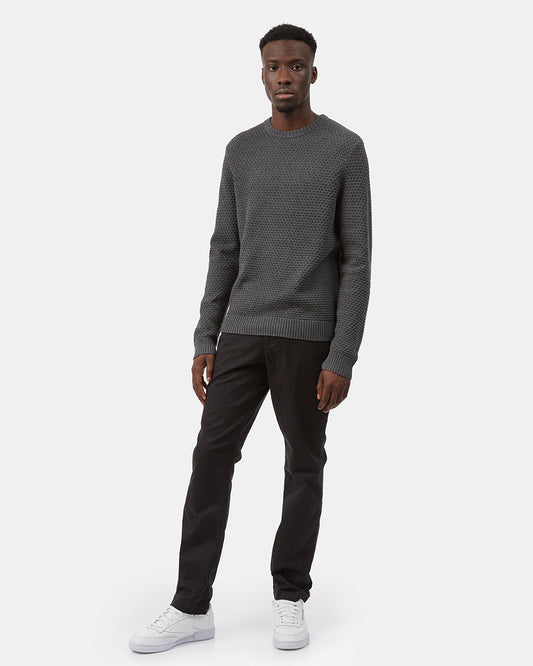 Blue Men's Waffle Knit Crew Neck Sweater