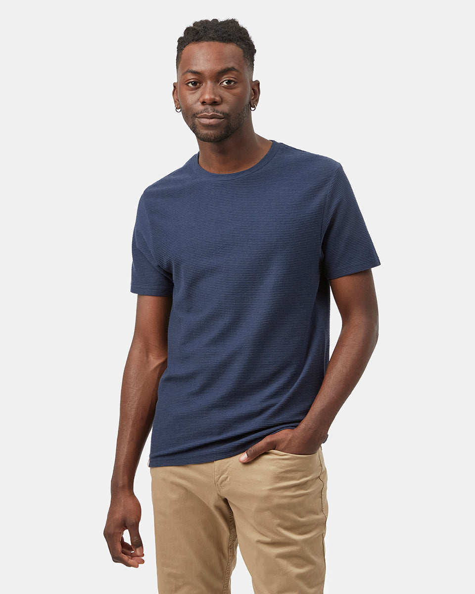 Blue Mens Organic Cotton Short Sleeve Basic T-Shirt