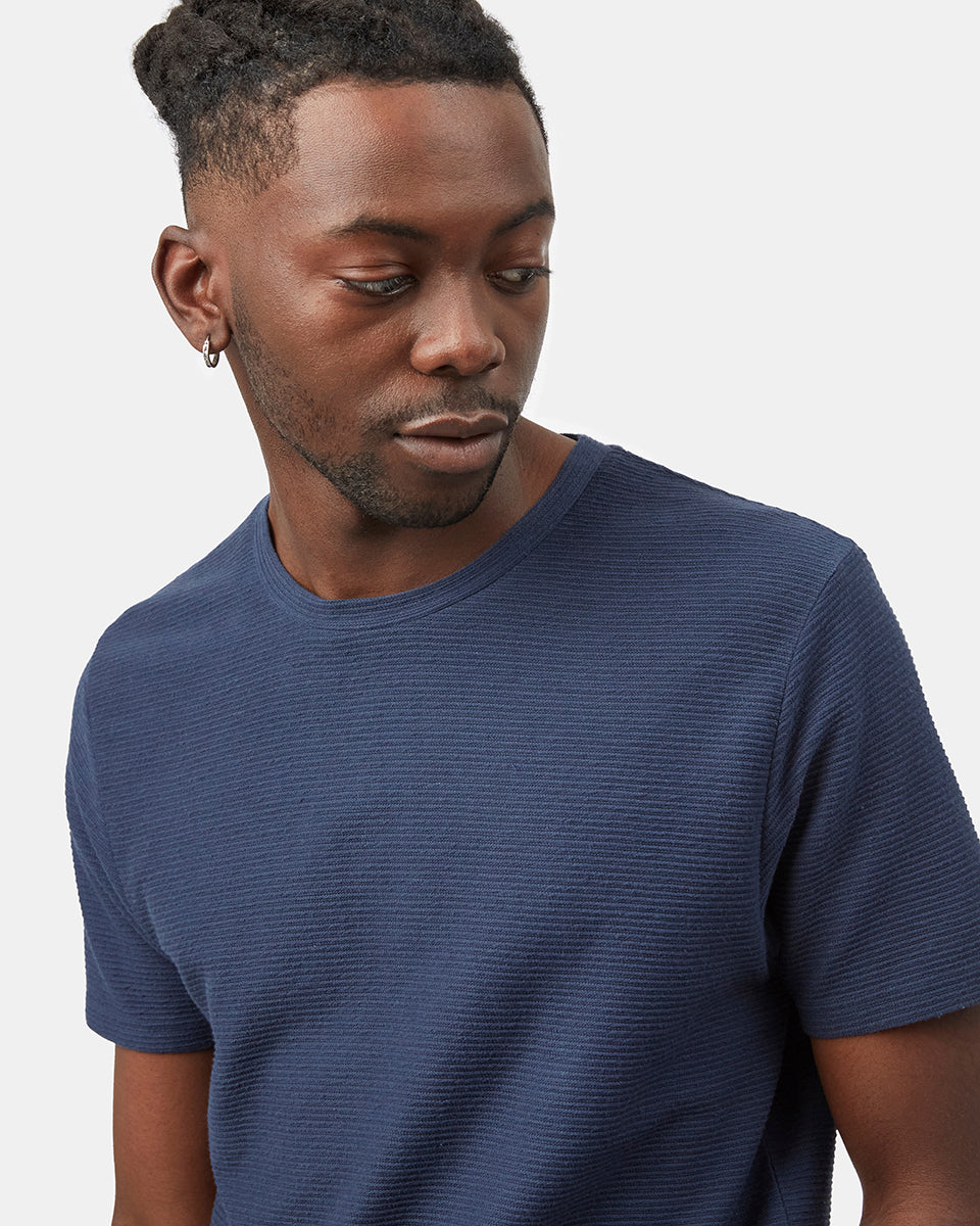 Blue Mens Organic Cotton Short Sleeve Basic T-Shirt