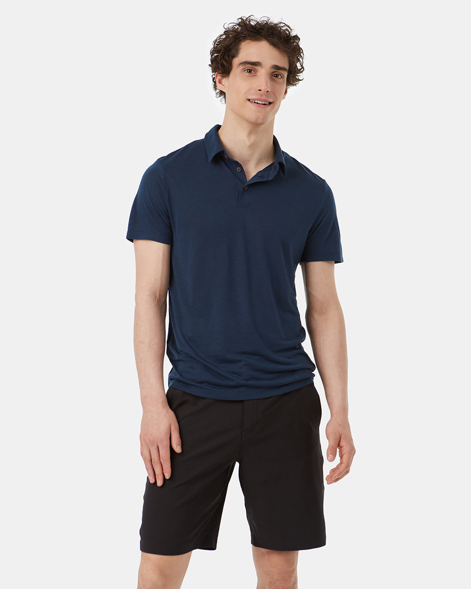 Blue Mens Short Sleeve Polo Neck T-Shirt