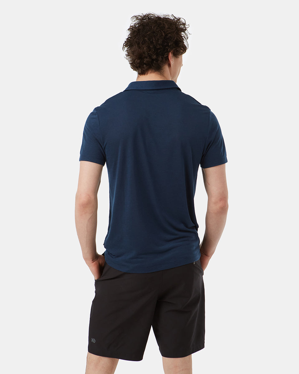 Blue Mens Short Sleeve Polo Neck T-Shirt