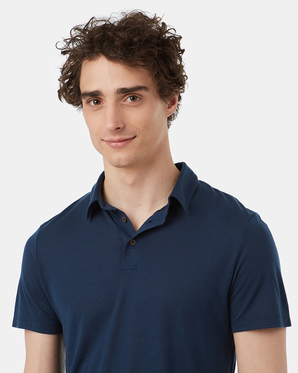 Blue Mens Short Sleeve Polo Neck T-Shirt