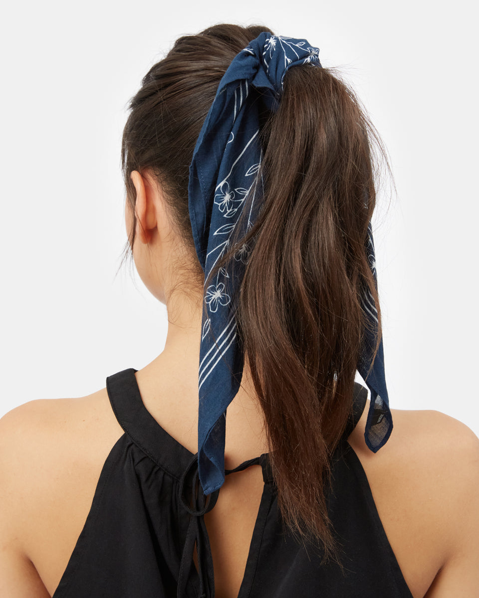 Blue Organic Cotton Bandana Hair Scarf