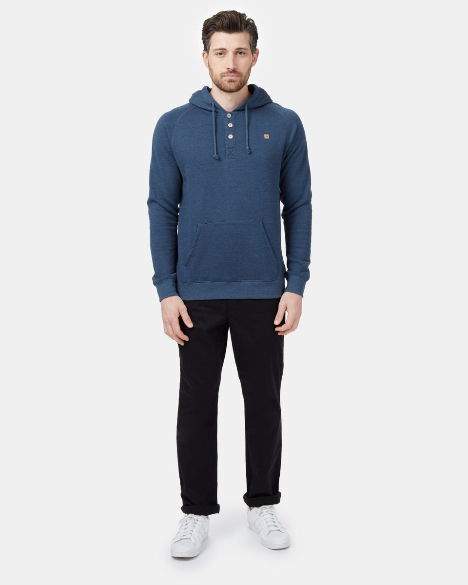 Blue Organic Cotton Button Hoodie