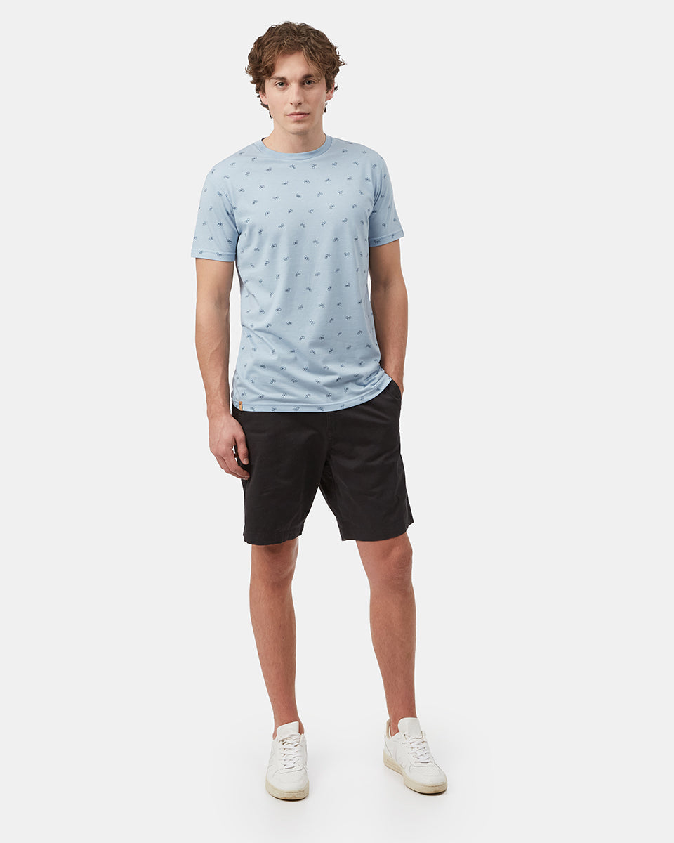 Blue Organic Cotton Crew Neck Tee