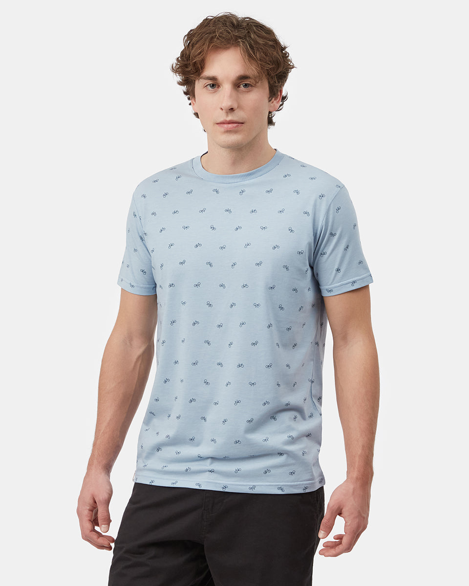 Blue Organic Cotton Crew Neck Tee