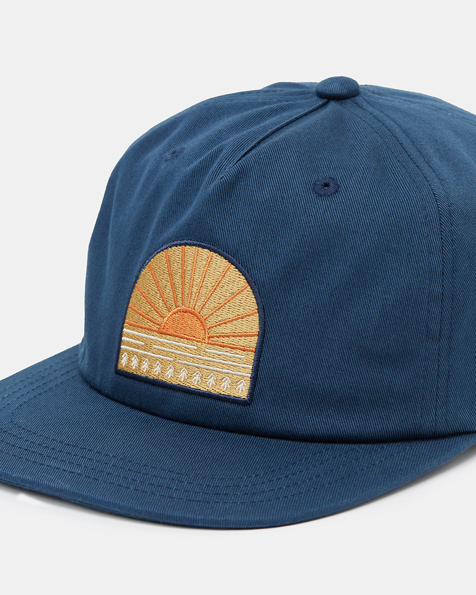 Blue Organic Cotton Graphic Flat Brim Hat