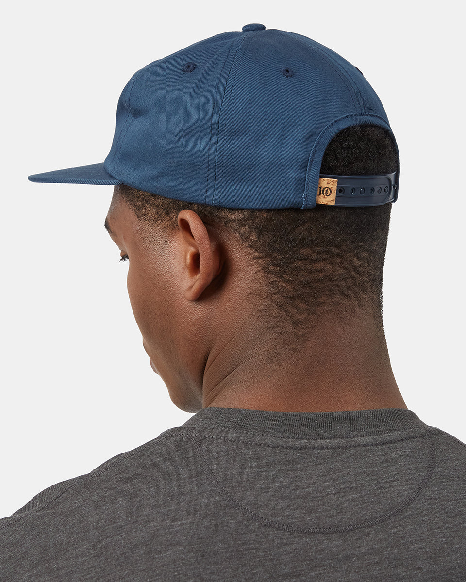 Blue Organic Cotton Graphic Flat Brim Hat