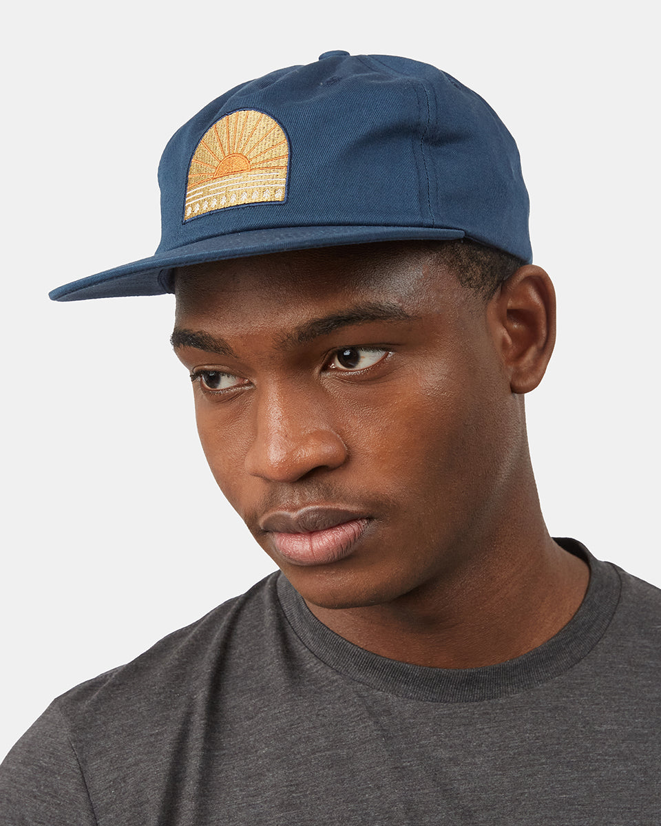 Blue Organic Cotton Graphic Flat Brim Hat