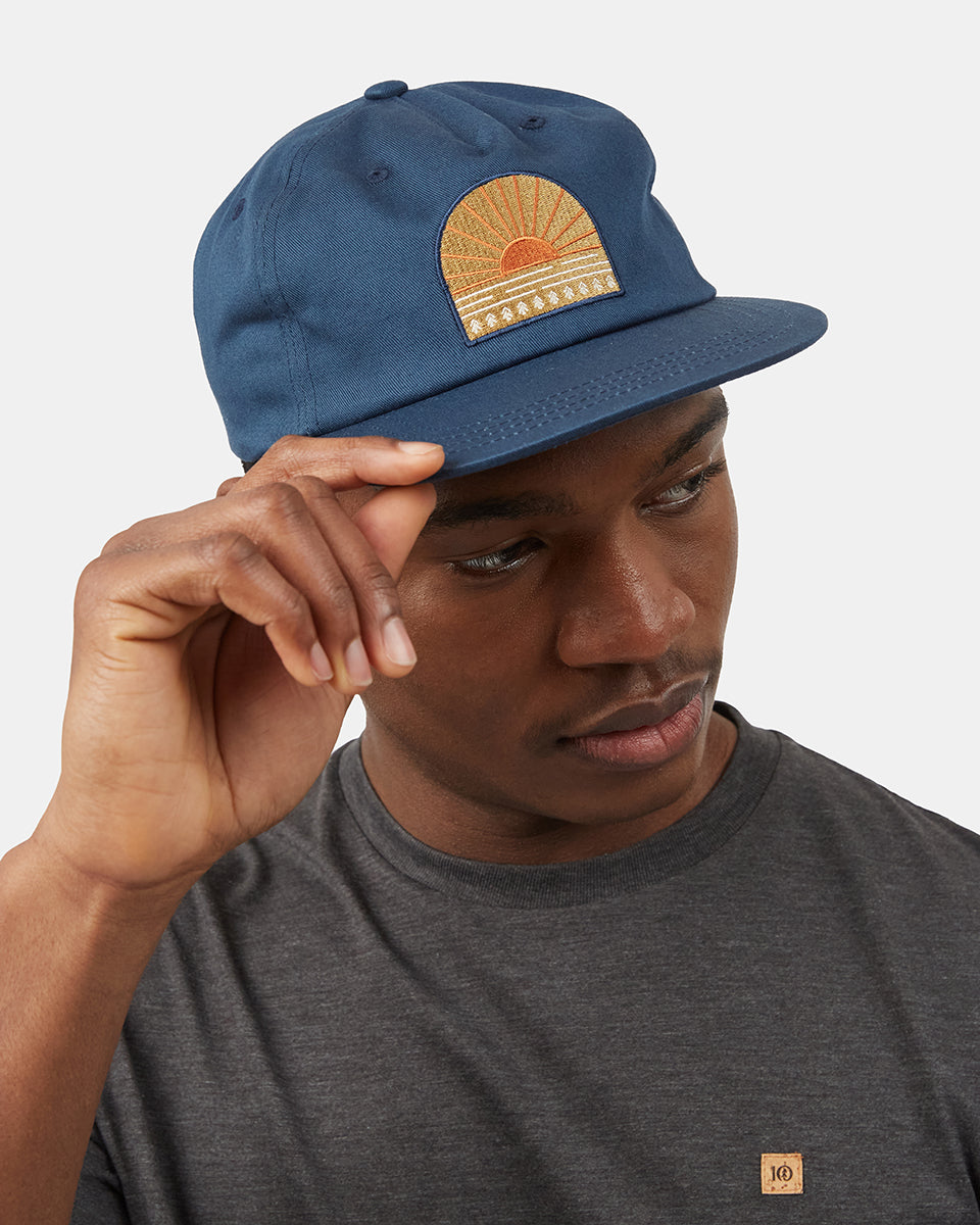 Blue Organic Cotton Graphic Flat Brim Hat