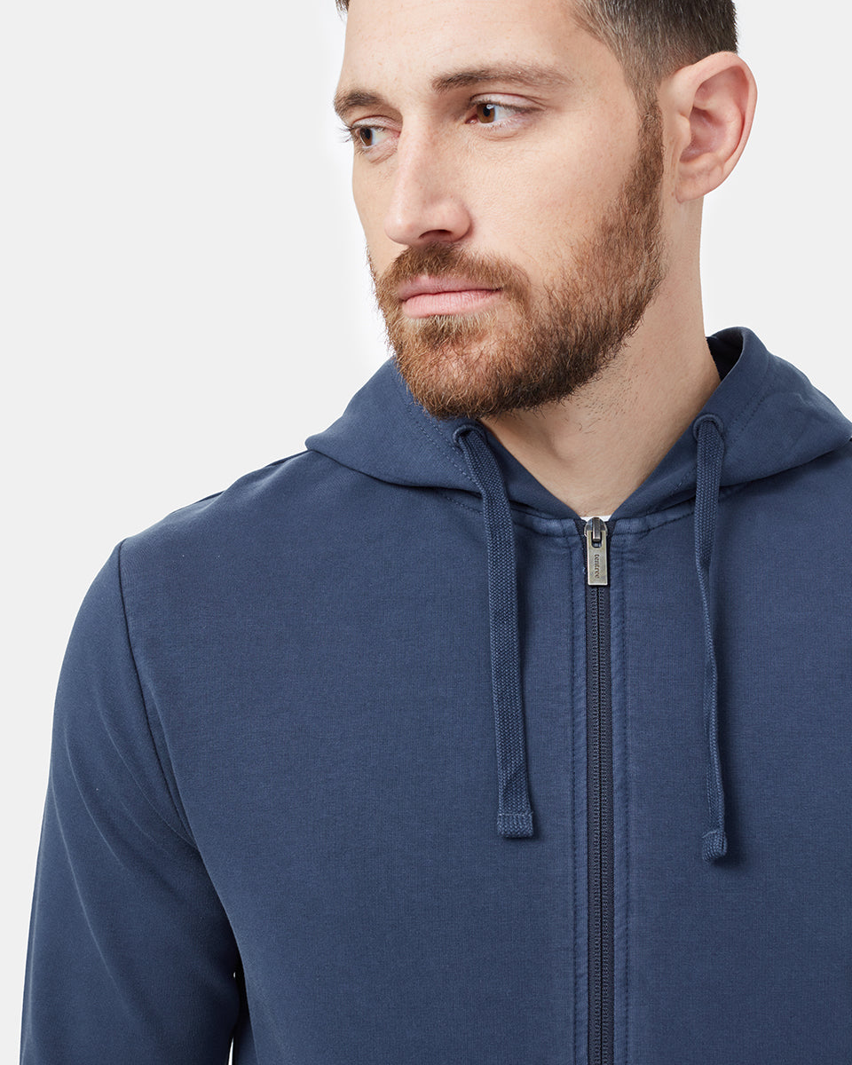 Blue Organic Cotton Graphic Zip Up Hoodie