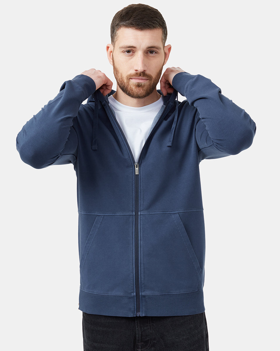 Blue Organic Cotton Graphic Zip Up Hoodie