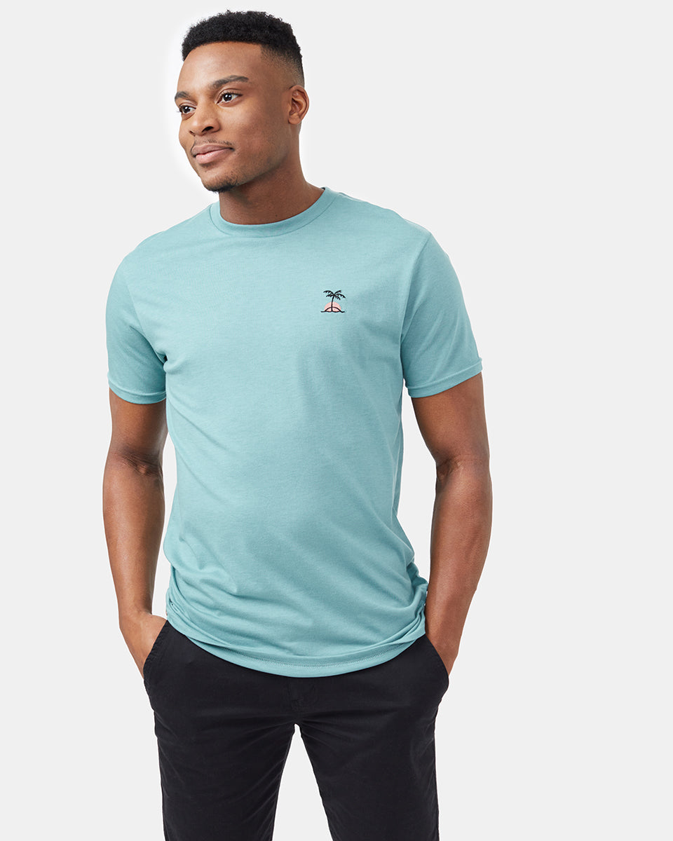 Blue Recycled Polyester Crew Neck T-Shirt