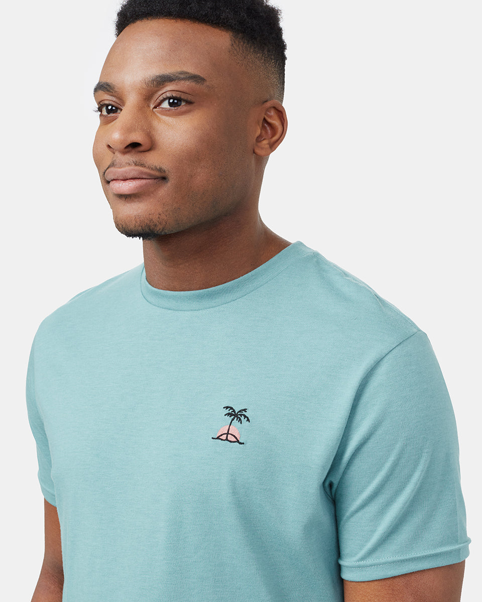 Blue Recycled Polyester Crew Neck T-Shirt