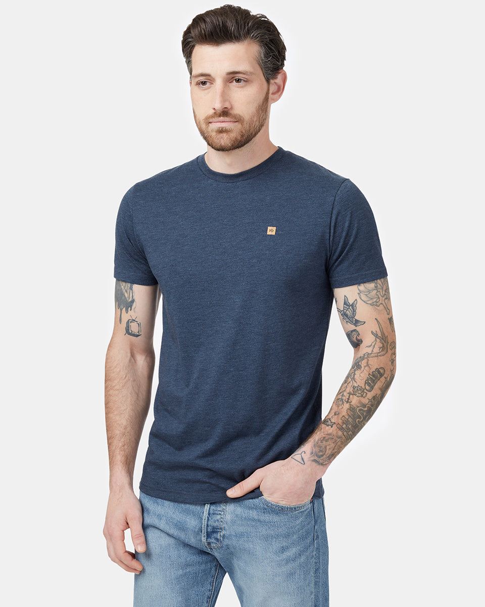 Blue Recycled Polyester Crew Neck Tee