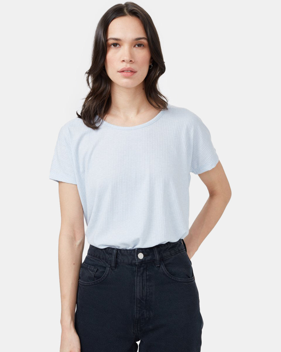 Blue Short Sleeve Scoop Neck T-Shirt