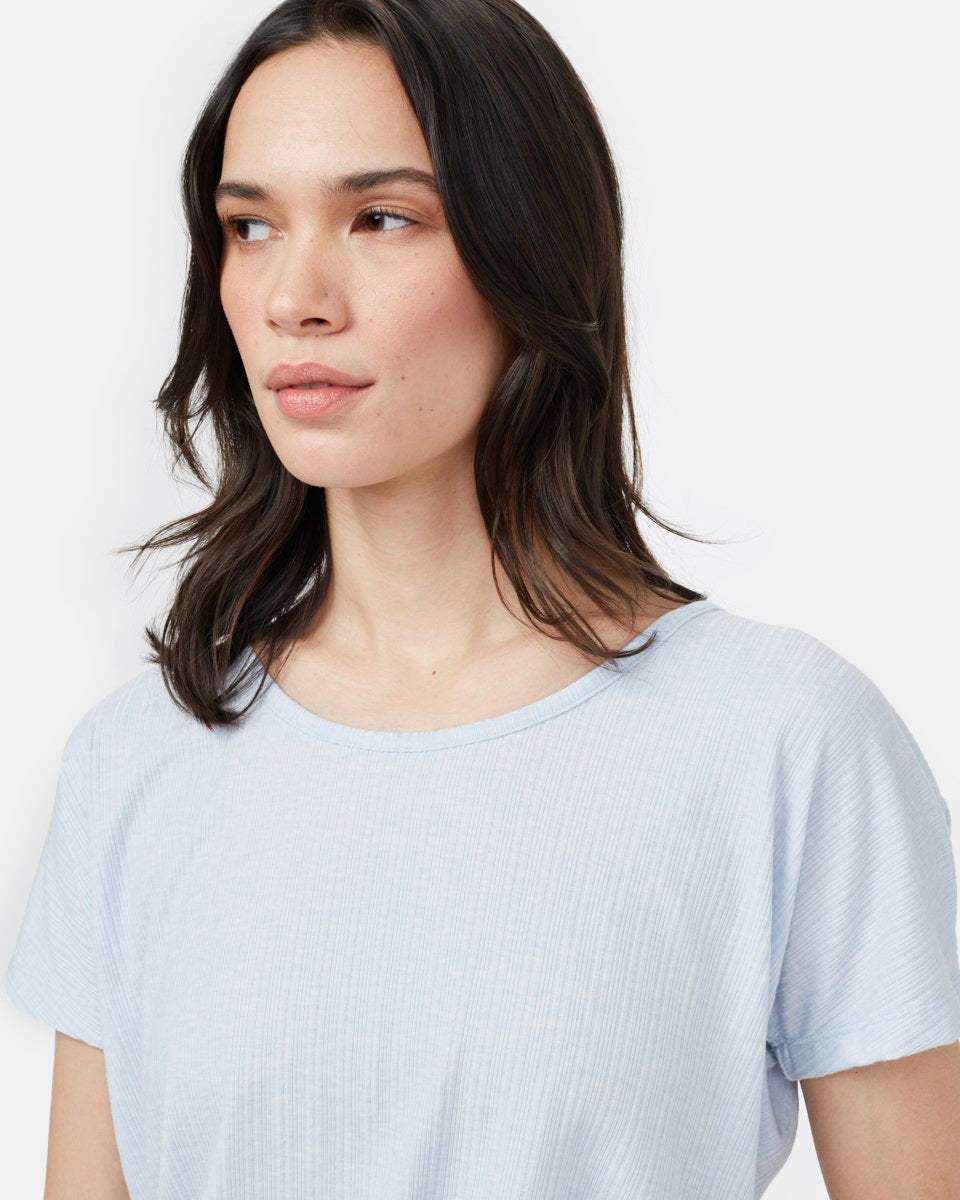 Blue Short Sleeve Scoop Neck T-Shirt