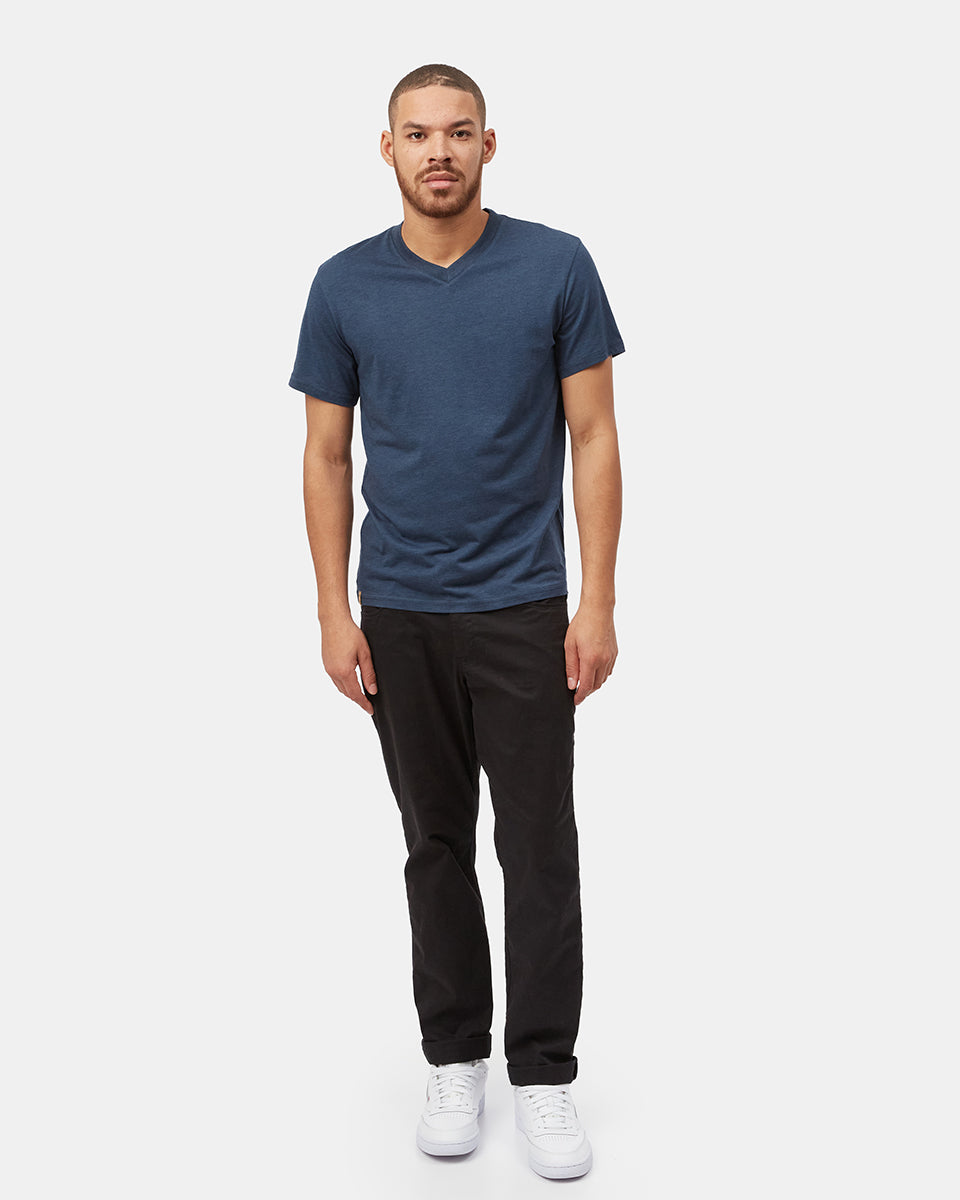 Blue V-Neck Short Sleeve T-Shirt