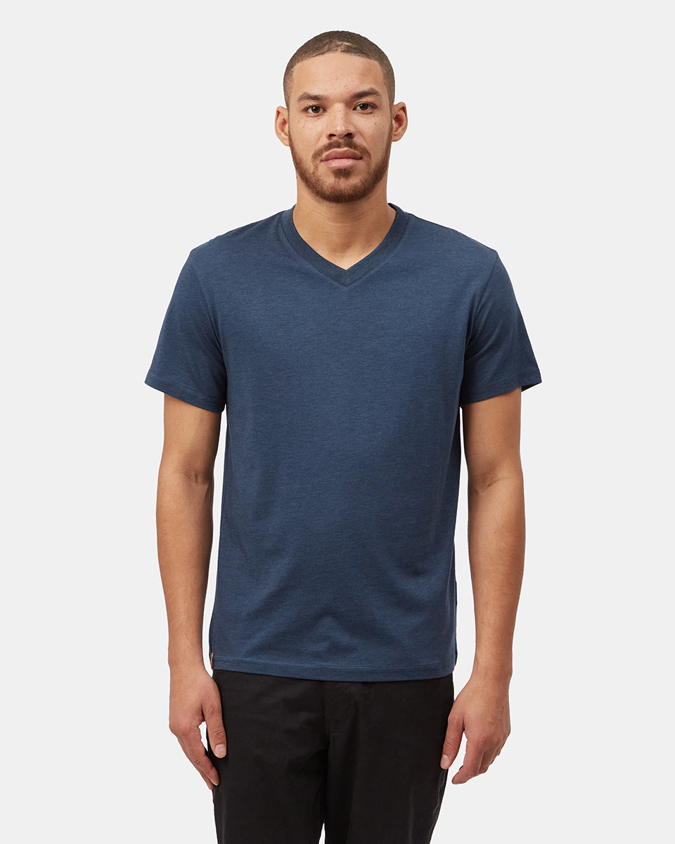 Blue V-Neck Short Sleeve T-Shirt