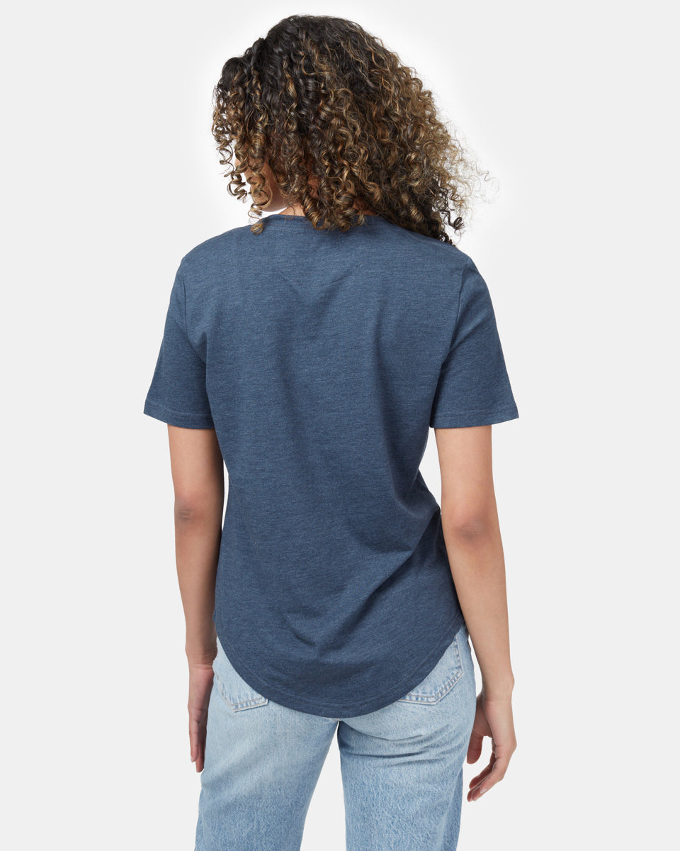 Blue V-Neck Short Sleeve T-Shirt