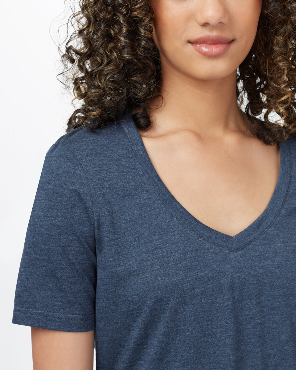 Blue V-Neck Short Sleeve T-Shirt