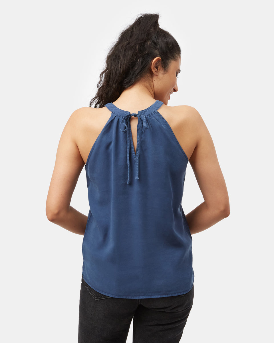 Blue Women's Halter Neck Tank Top