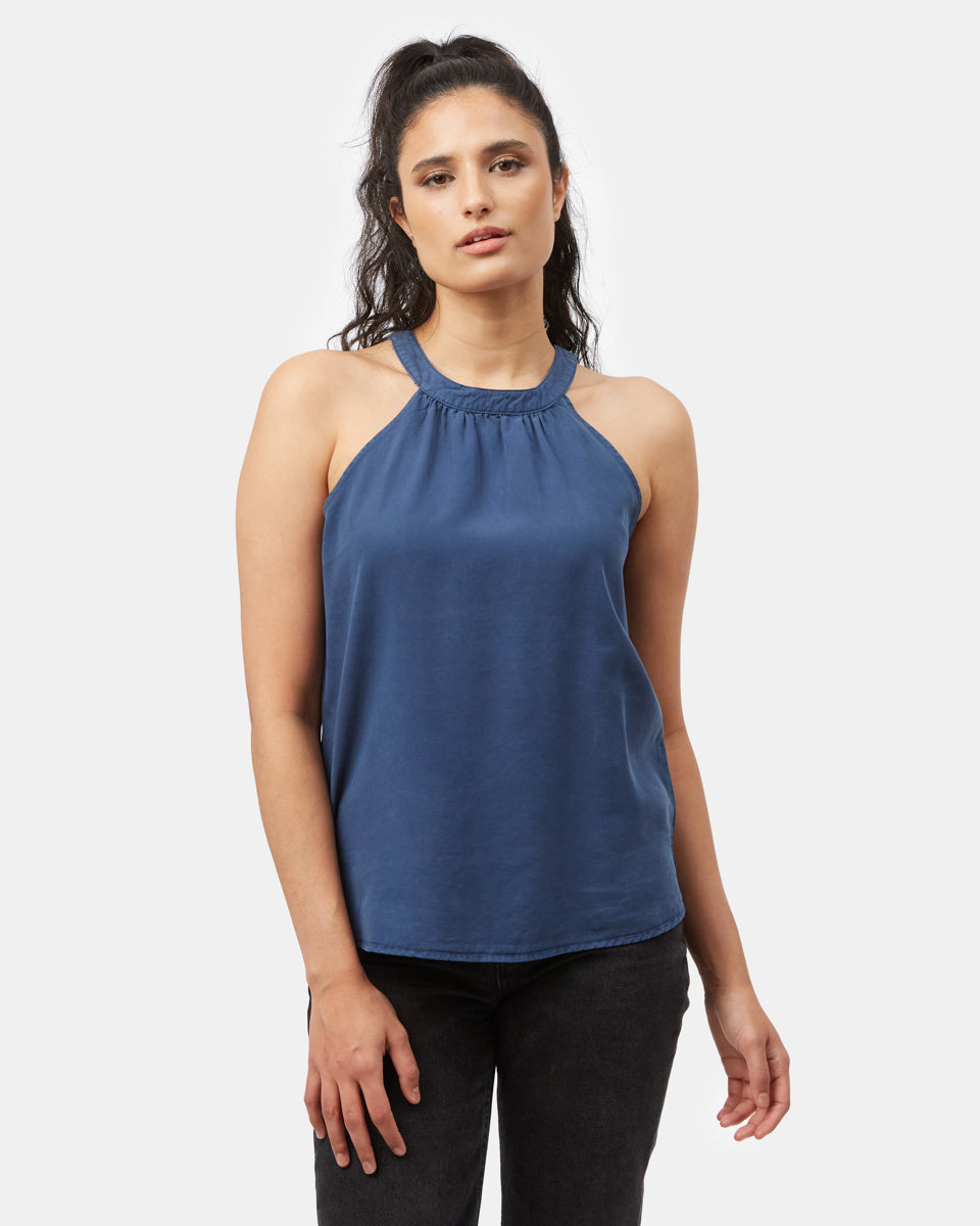 Blue Women's Halter Neck Tank Top