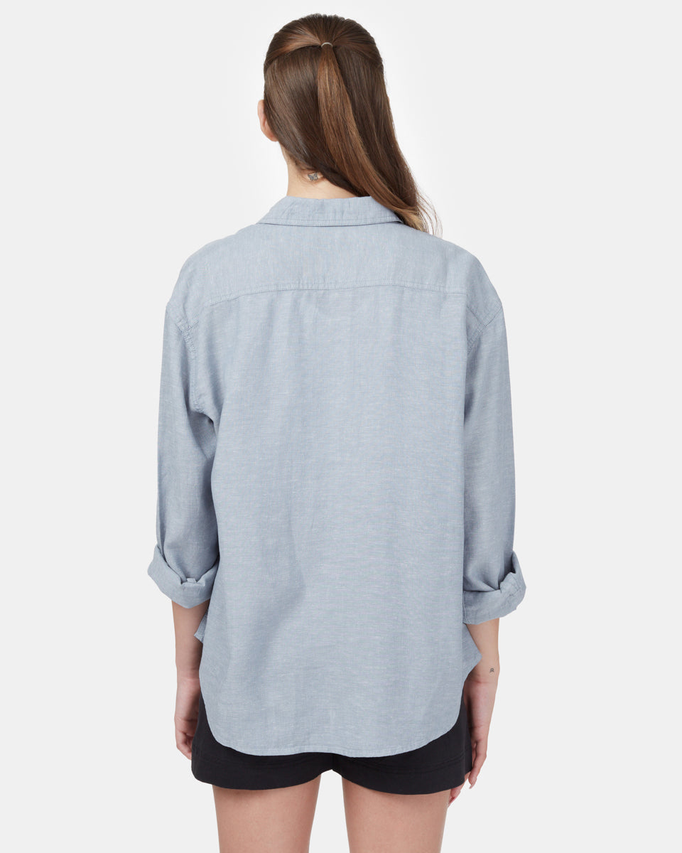 Blue Women's Hemp Button-Up